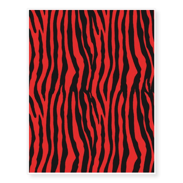 Red and Black Zebra Stripes Temporary Tattoos (Front)