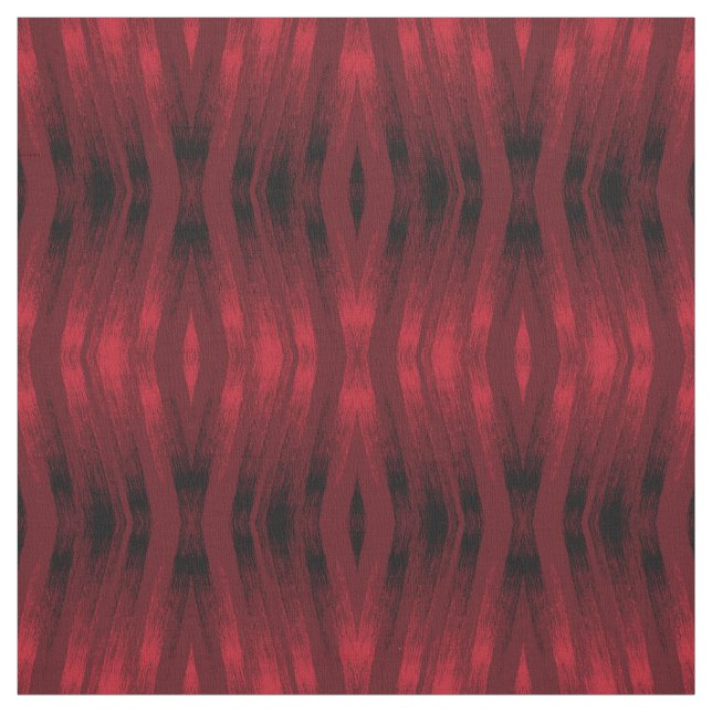 Red and black zigzag ikat pattern. fabric (Swatch)