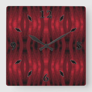 Red and black zigzag square wall clock