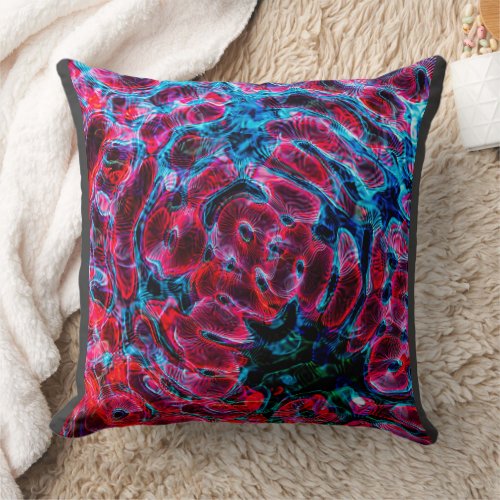 RED AND BLUE ABSTRACT ART THROW PILLOW