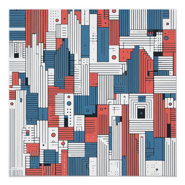 Red and Blue Abstract Design Wall Decoration (Front)