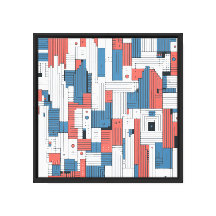 Red and Blue Abstract Design Wall Decoration