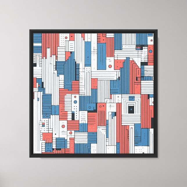 Red and Blue Abstract Design Wall Decoration Canvas Print (Front)