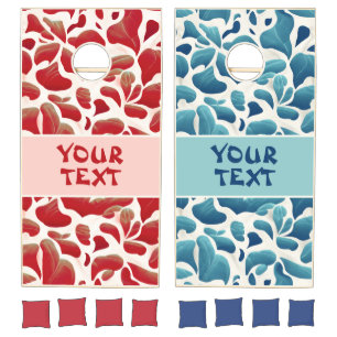 Red And Blue Abstract Leaves Pattern Cornhole Set