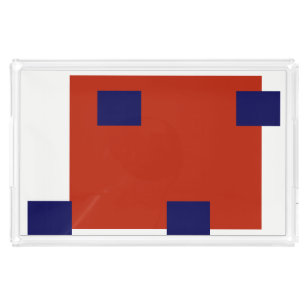 Red and Blue Abstract Rectangles Pattern Acrylic Tray