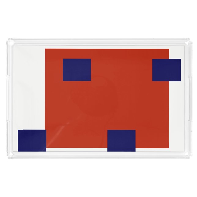 Red and Blue Abstract Rectangles Pattern Acrylic Tray (Front)