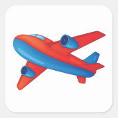 Red And Blue Aeroplane Square Sticker (Front)