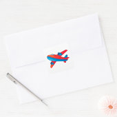 Red And Blue Aeroplane Square Sticker