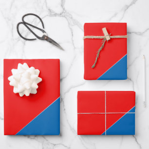 Red and blue aesthetic wrapping paper sheets