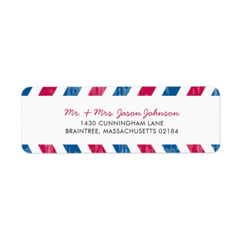 Red and Blue Airmail RETURN ADDRESS Mailing Label