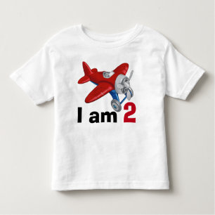 Red and Blue Airplane Birthday Age 2 Toddler T-shirt