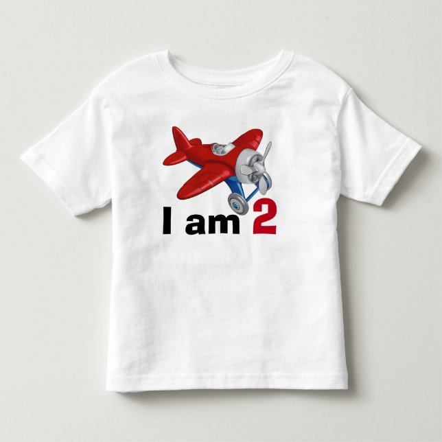 Red and Blue Airplane Birthday Age 2 Toddler T-shirt (Front)