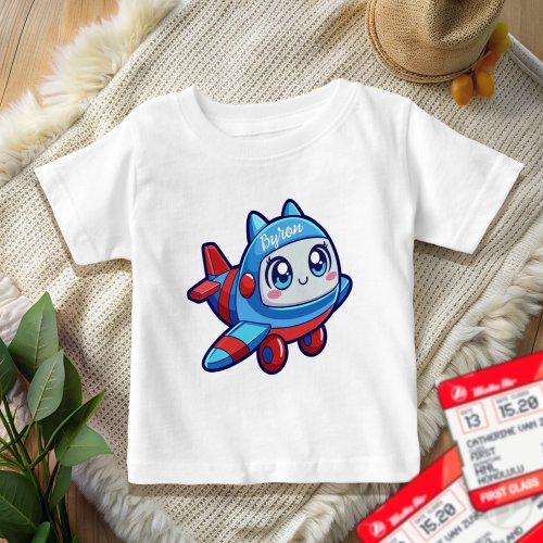 Red And Blue Airplane First Vacation Baby T_Shirt