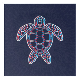 Red And Blue Anaglyph 3D Glitch Effect Sea Turtle Acrylic Print