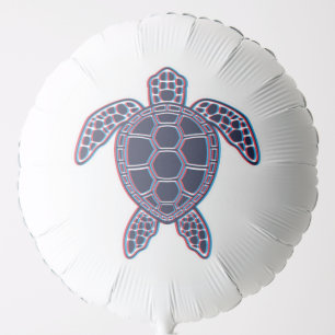 Red And Blue Anaglyph 3D Glitch Effect Sea Turtle Balloon