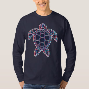 Red And Blue Anaglyph 3D Glitch Effect Sea Turtle T-Shirt