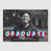 Red and Blue | Anaglyph Photo Graduation Magnetic Invitation (Front)