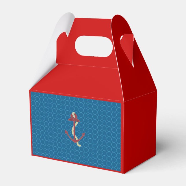 Red and Blue Anchor Favor Boxes (Front Side)