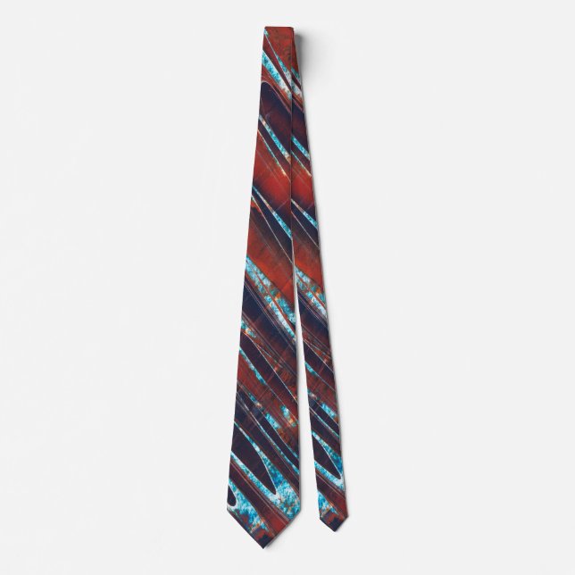 Red and Blue Angled Neck Tie (Front)