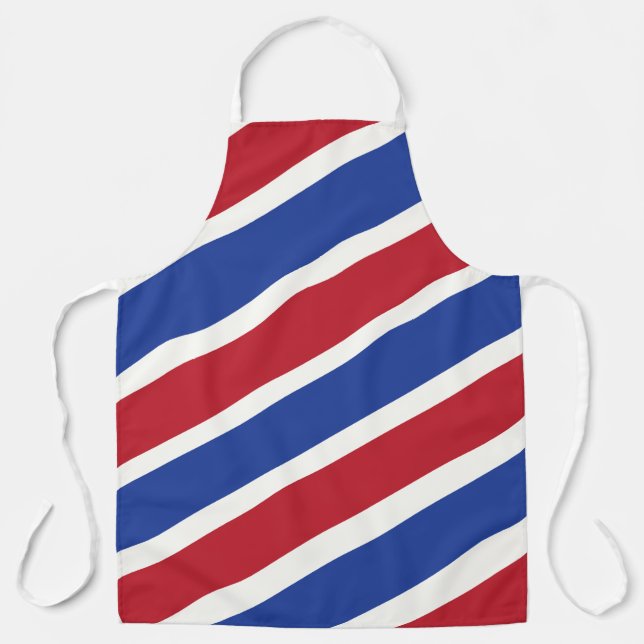 Red and Blue Barber Pole Stripes Apron (Front)