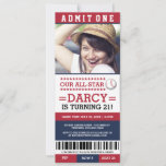 Red And Blue Baseball Ticket Birthday Invites at Zazzle