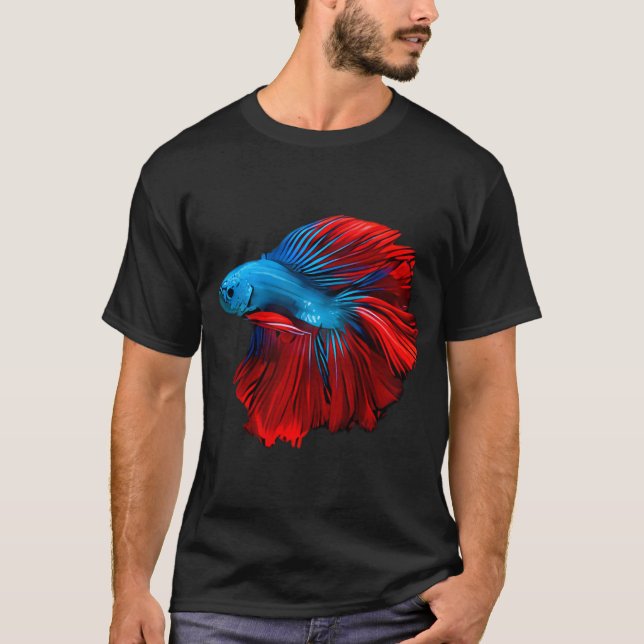 Red And blue Betta Fish T-Shirt (Front)
