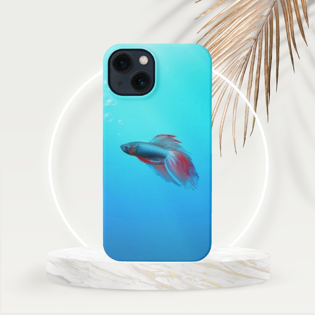 Red and Blue Betta Siamese Fighting Fish iPhone Case (Red and Blue Betta Siamese Fighting Fish Phone Case)