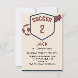 Red And Blue Boys Modern Soccer 2nd Party Invitation