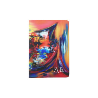 Red and Blue Brush Strokes Passport Holder