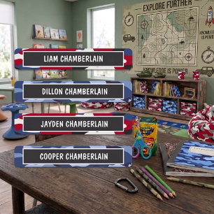 Red and Blue Camouflage Boy Color Coded Kids' Labels