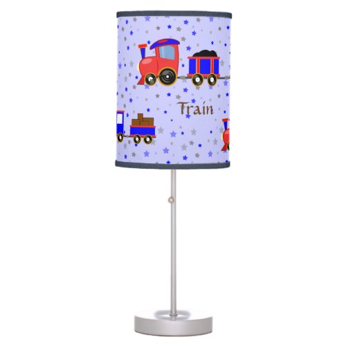 Red and blue cartoon train table lamp
