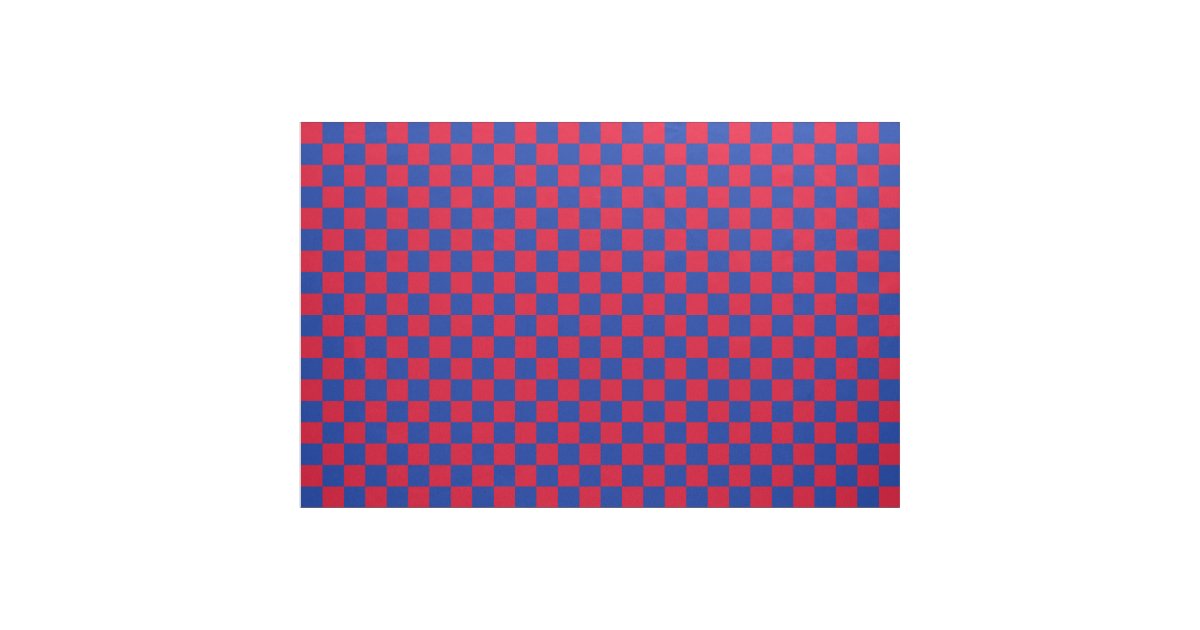 Red and blue checkerboard pattern fabric Zazzle