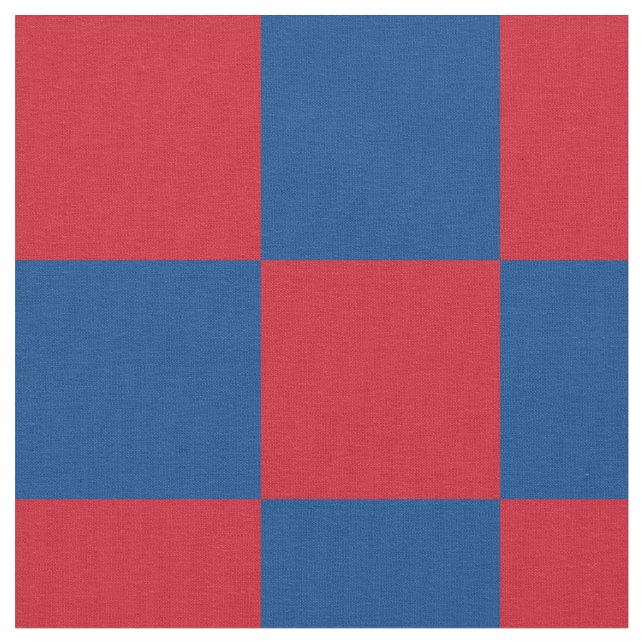 Red and blue checkerboard pattern fabric (Close Up)
