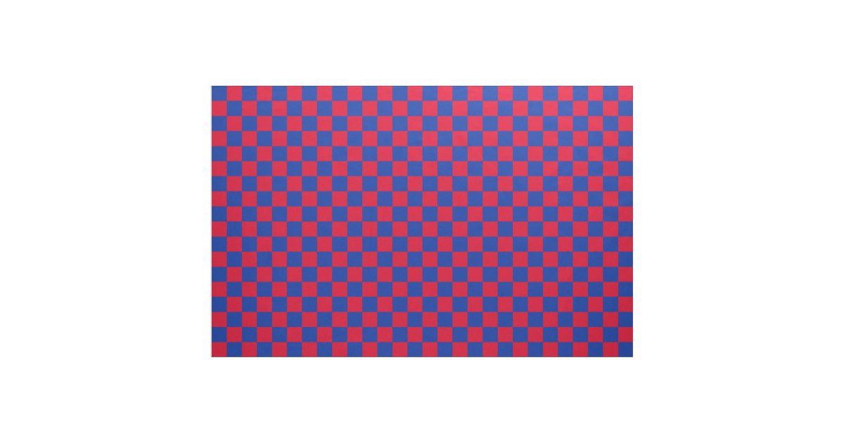 Red and blue checkerboard pattern fabric | Zazzle