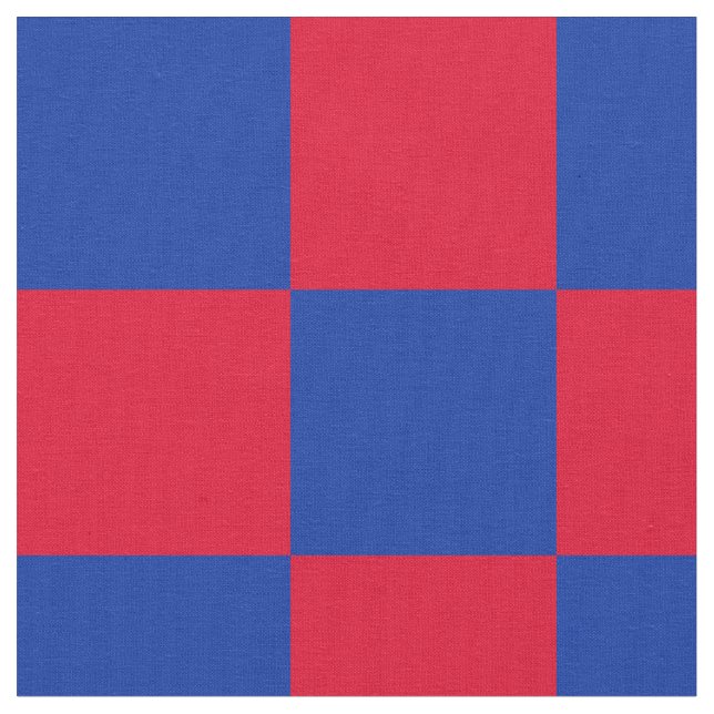 Red and blue checkerboard pattern fabric (Close Up)