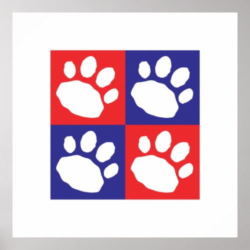 Red and Blue Checkerboard Paw Print