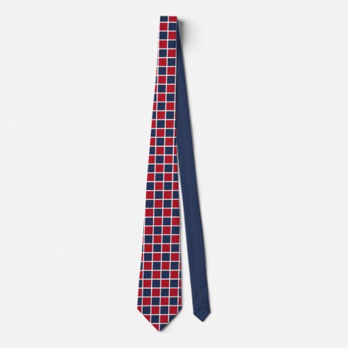 Red and Blue Checkers Cube Geometric Neck Tie