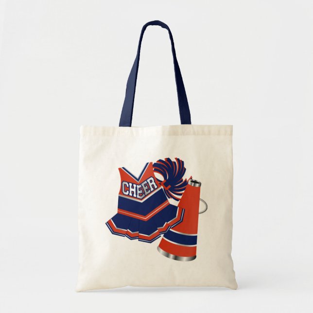 Red and Blue Cheerleader Tote Bag (Front)