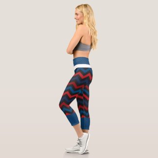 RED AND Blue Chevron High Waisted Capris