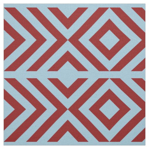 Red and Blue Chevrons and Diamonds Geometric Fabric