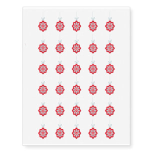 Red and Blue Christmas Ornament Design Temporary Tattoos