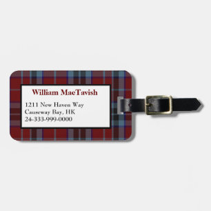 Red and Blue Clan MacTavish Plaid Luggage Tag