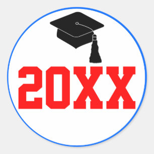 Red and Blue Class Year Graduation Party Classic Round Sticker