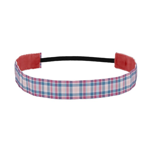 Red and Blue Classic Plaid Athletic Headband (Front)