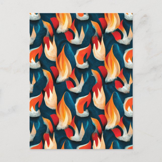 Red And Blue Colorful Flame Pattern Postcard (Front)