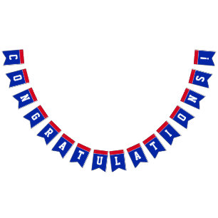Red and Blue Congratulations Graduation Bunting Flags
