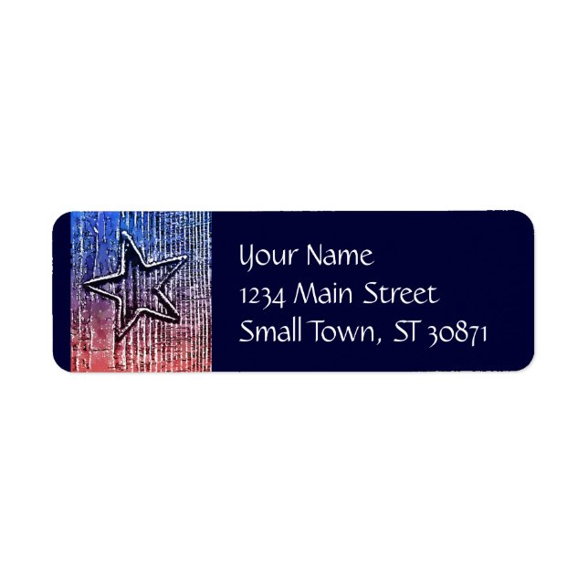 Red and Blue Cool Rustic Star Pop Art Print Label (Front)