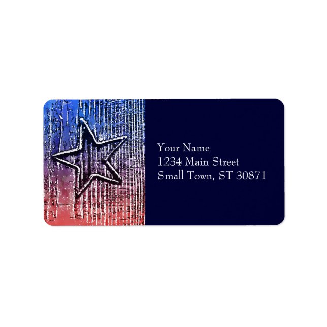 Red and Blue Cool Rustic Star Pop Art Print Label (Front)
