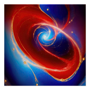 Red and Blue Cosmic Spiral Poster
