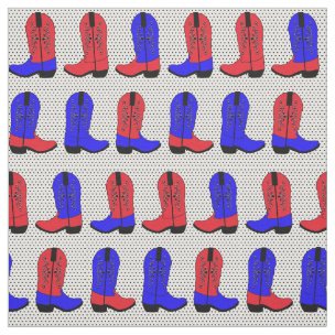 Red and Blue Cowboy Boots on Any Color Background Fabric | Zazzle